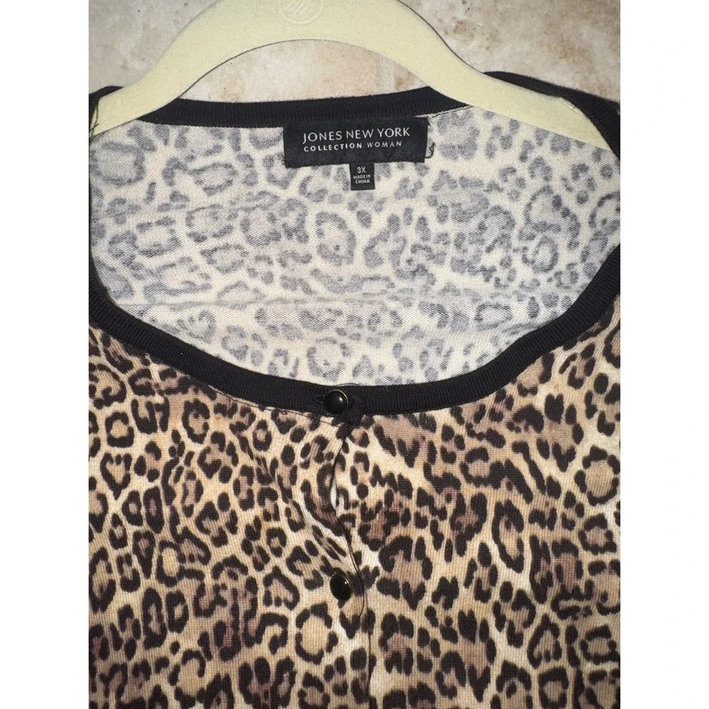 2 Piece Jones New‎ York Leopard Print Cardigan (Sz 3X) And Tank Top (Sz 2X) - Picture 6 of 15